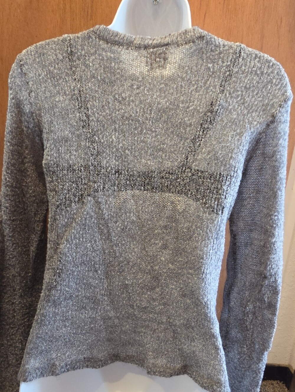 Forever 21 Gray V-Neck Mohair Blend Lightweight/sheer Sweater SzL - Picture 5 of 7